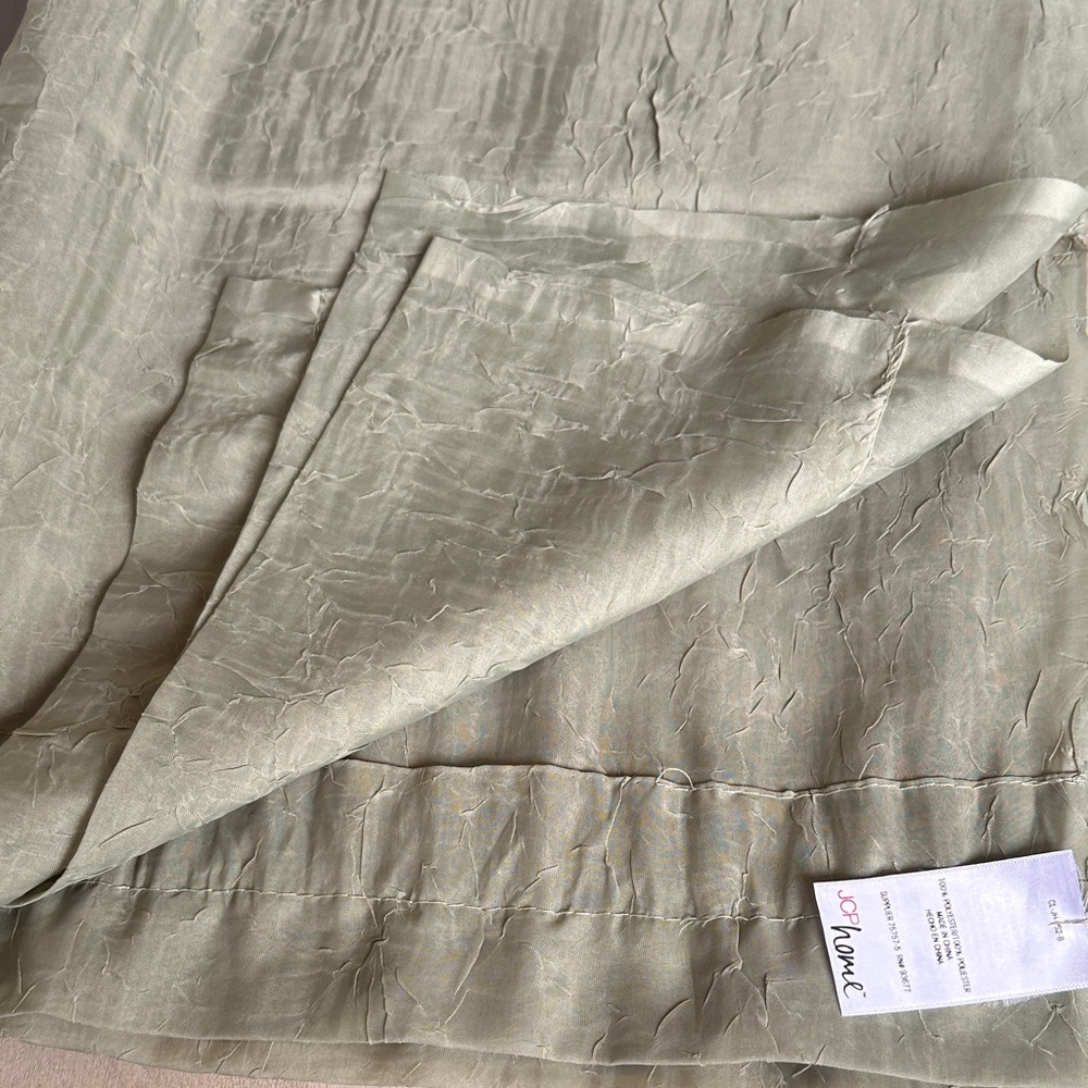 JCPenney set of 2 Crinkled Light Green Fabric Curtains